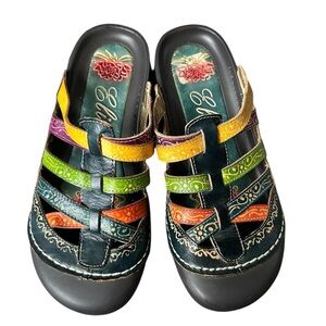 Elite by Corkys Rock multi-colored strappy leather sandals size 9